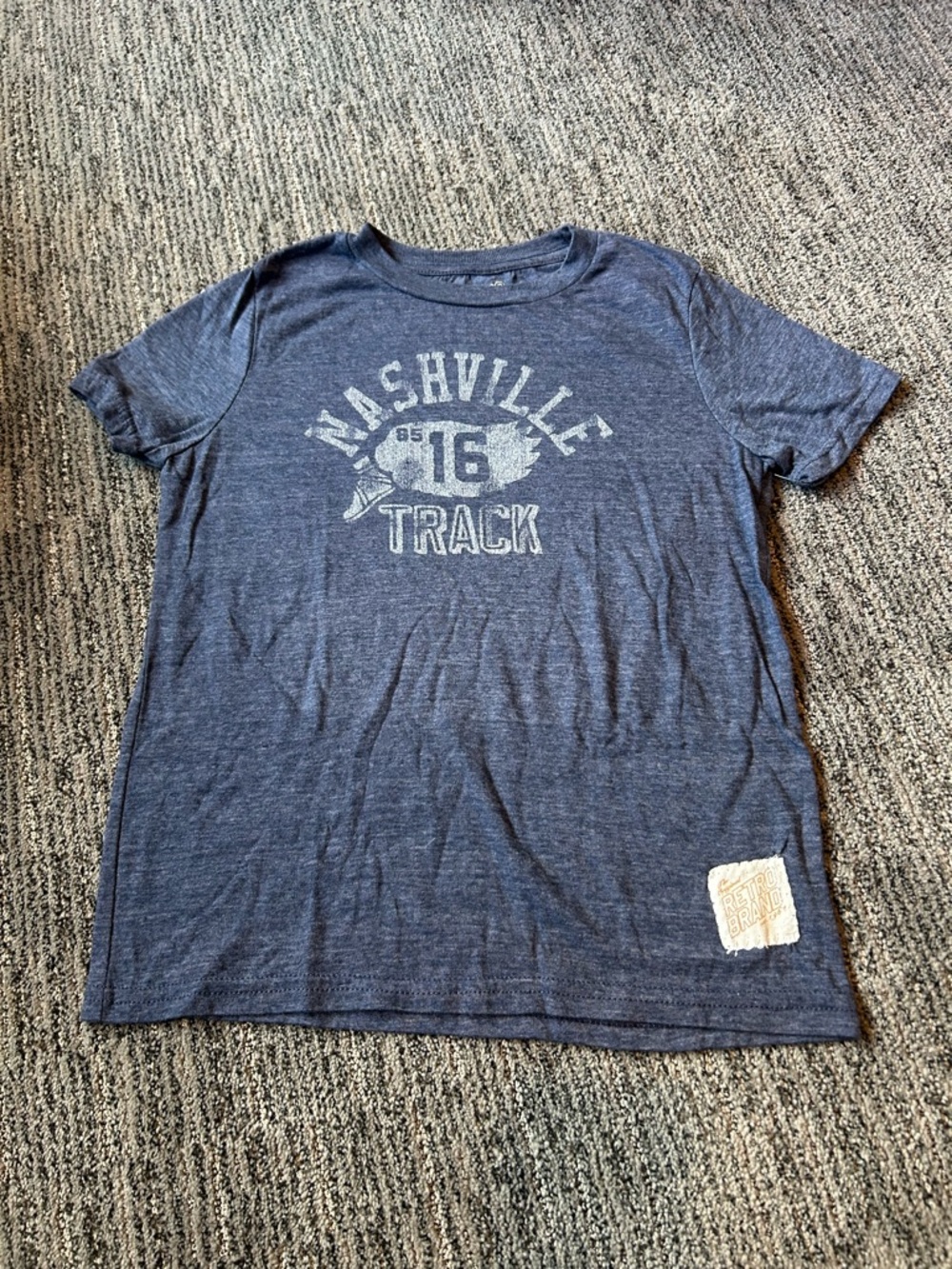 NWT Original Retro Brand Kids Navy Heather 'Nashville Track' Short Sleeve Tee